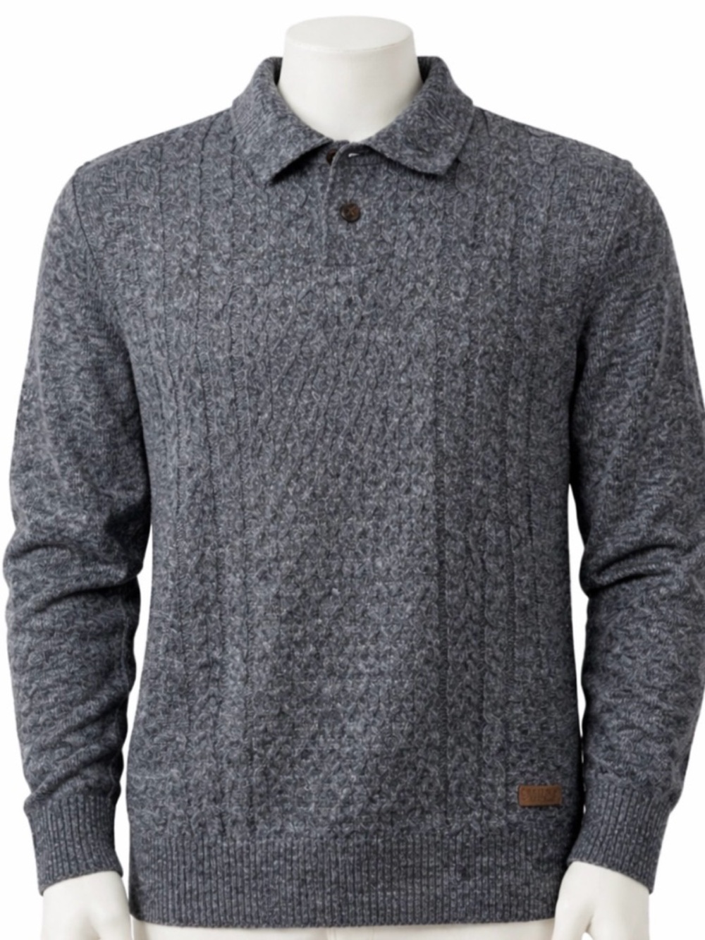 Men’s Buffalo David Bitton Heather Blue Cable Knit Sweater